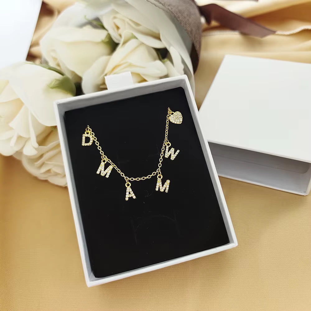 DODOAI Customized Jewelry Sets Trendy Letter Earrings Stainless Steel Name Necklace/Earrings/Bracelet/ Ring Nameplate Gift