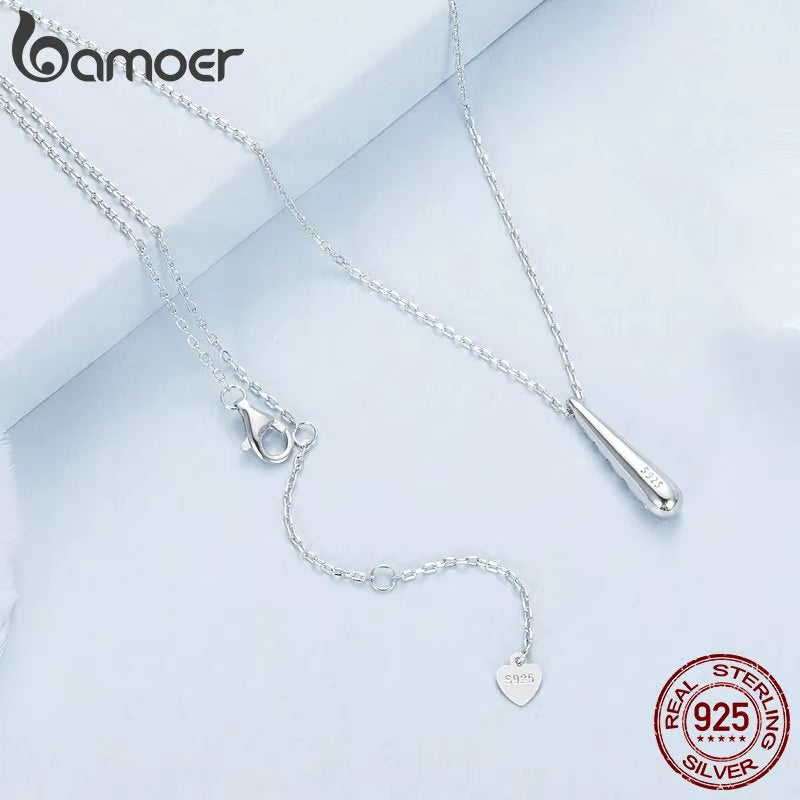 925 Sterling Silver Elegant Teardrop Necklace for Women, Gold Plated Dainty Pendant Jewelry Gifts for Birthday/Valentine