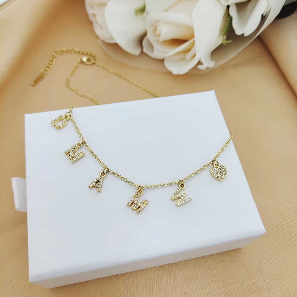 DODOAI Customized Jewelry Sets Trendy Letter Earrings Stainless Steel Name Necklace/Earrings/Bracelet/ Ring Nameplate Gift