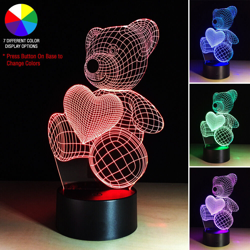 LED Light Gift for Girlfriend Wife Woman Mom on Birthday, Christmas - Teddy Bear