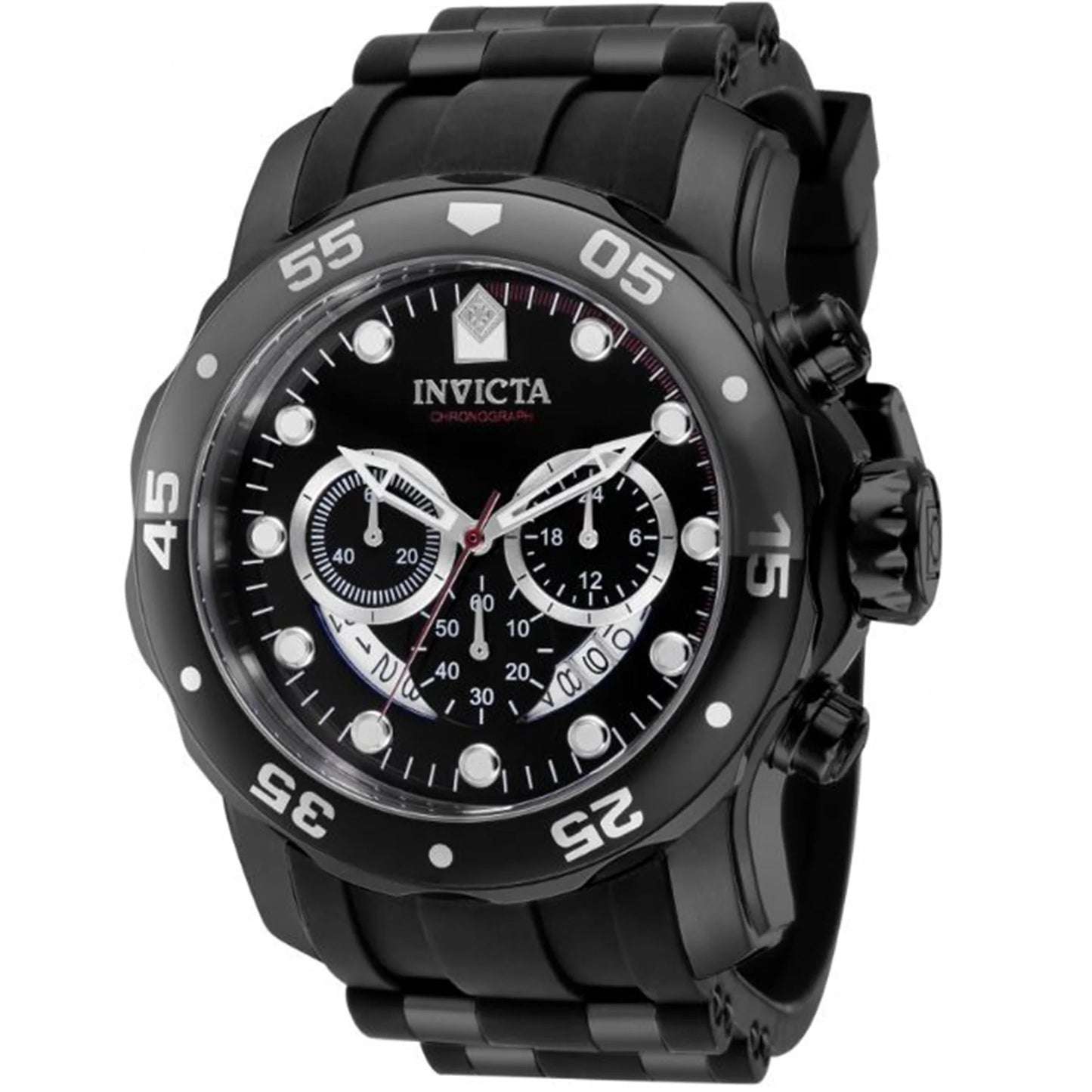 Pro Diver Men 48Mm Stainless Steel Black Black Dial Chronograph Quartz Watch